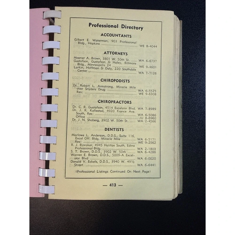 Vintage 1959 Edina Minnesota Directory/Telephone Book W/ Yellow Pages.